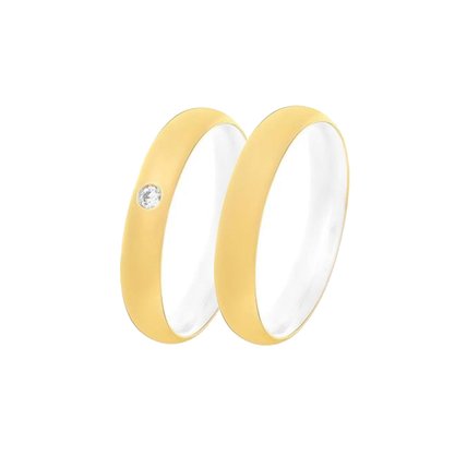 Aliança Prata e Ouro 416 Envelopada 4mm