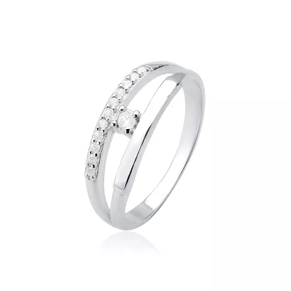 Anel Feminino Prata com Pedras em Zircônias