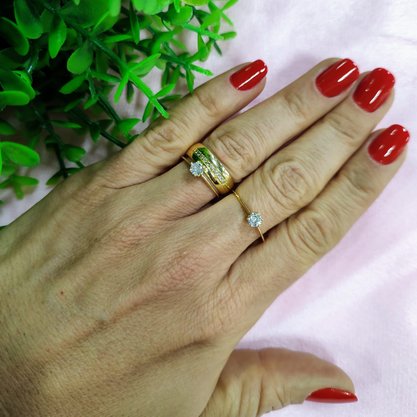 Anel Ouro 750 18k Solitário com Zircônia 4mm