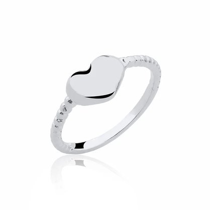 Anel Prata Feminino Coração Liso