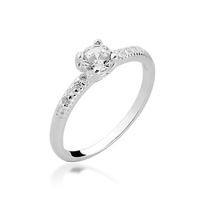 Anel Prata Feminino Solitário com Zircônias