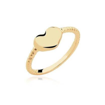 Anel Semi Jóia Dourado com Coração
