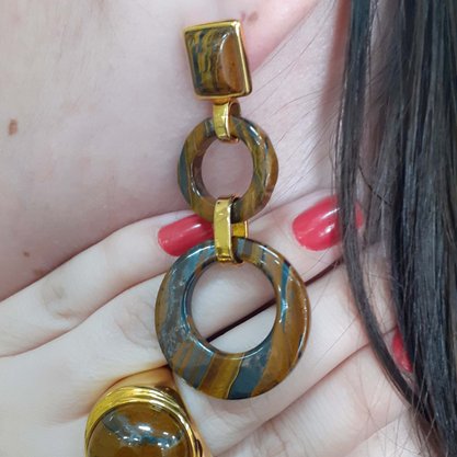 Anel Semi Jóia Pedra Marrom
