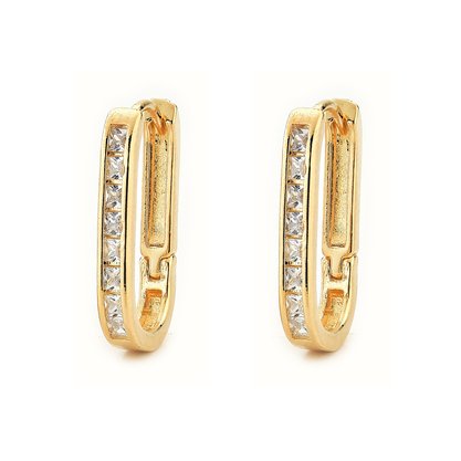 Argola Semi Jóia Dourada com Zircônias