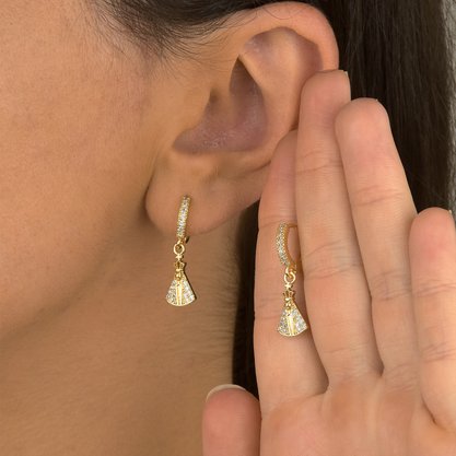 Argola Semi Jóia Dourada Nossa Senhora Aparecida