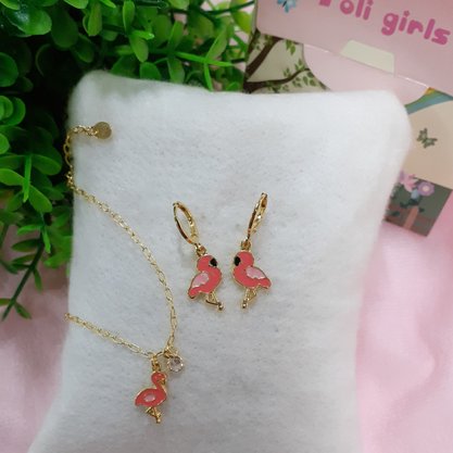 Argola Semi Jóia Infantil Flamingo