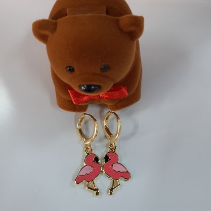 Argola Semi Jóia Infantil Flamingo