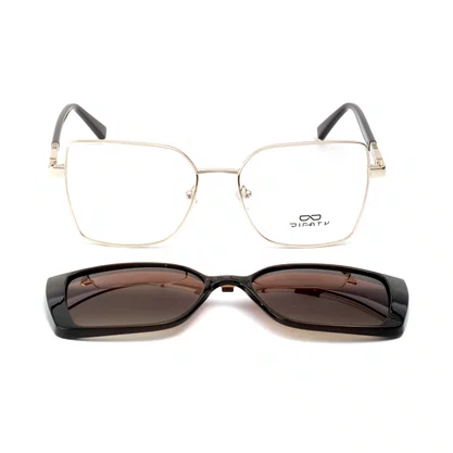 Armação para Óculos Difaty Feminina Dourada Clipon