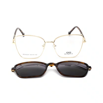 Armação para Óculos Difaty Feminina Dourada Clipon