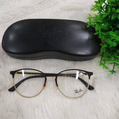 Armação para Óculos Ray Ban Dourada e Preta