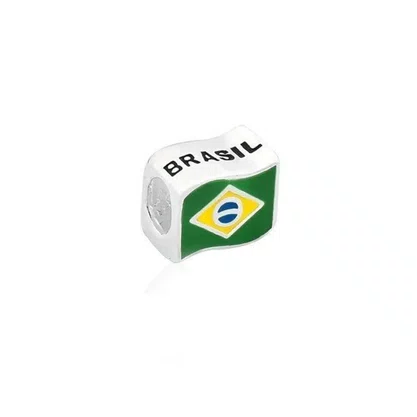 Berloque Prata Separador Bandeira do Brasil