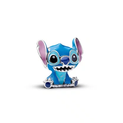 Berloque Prata Separador Stitch Azul