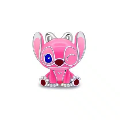 Berloque Prata Stitch Rosa