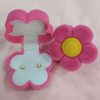 Brinco Ouro 416 Flor Pérola 4,5mm