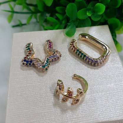 Brinco Piercing Fake Semi Jóia Dourado