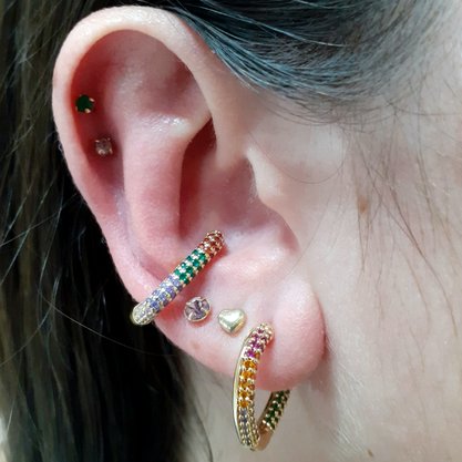 Brinco Piercing Fake Semi Jóia Dourado