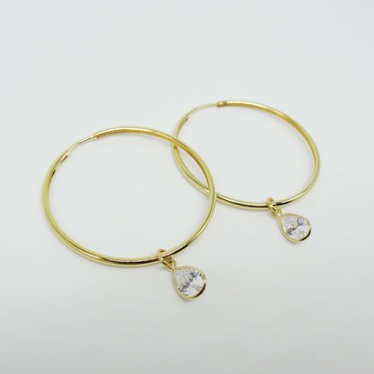 Argola Semi Jóia Gota Zircônia