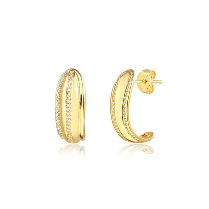 Brinco Semi Jóia Dourado com Detalhes e Pedras