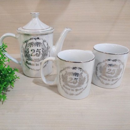 Caneca Diceart Bodas de Prata em Porcelana