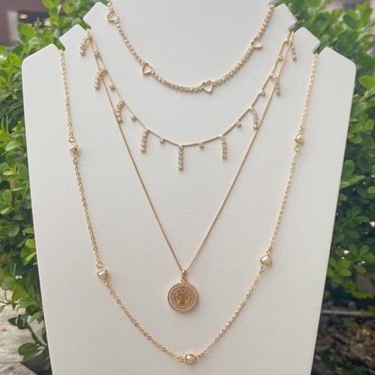 Chocker Semi Jóia Dourado com Zircônias