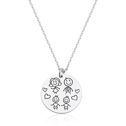 Colar Prata com Medalha Desenhada a Laser Filhos