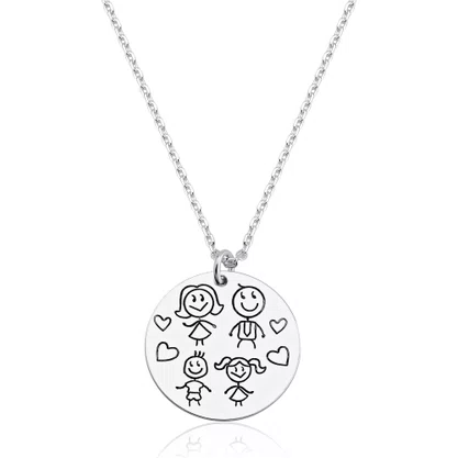 Colar Prata com Medalha Desenhada a Laser Filhos