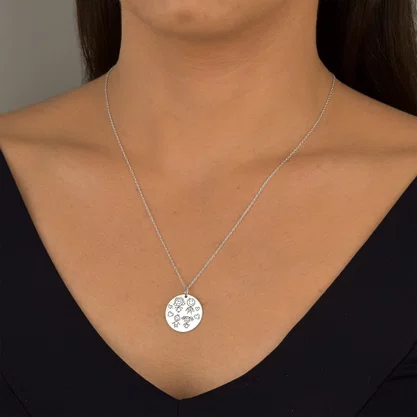 Colar Prata com Medalha Desenhada a Laser Filhos