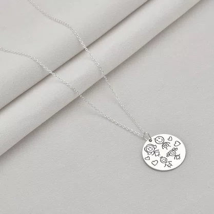 Colar Prata com Medalha Desenhada a Laser Filhos