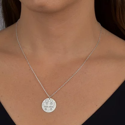Colar Prata com Medalha Desenhada a Laser Filhos