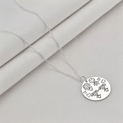 Colar Prata com Medalha Desenhada a Laser Filhos