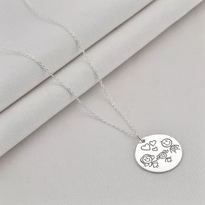 Colar Prata com Medalha Desenhada a Laser Filhos