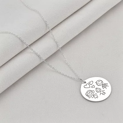 Colar Prata com Medalha Desenhada a Laser Filhos