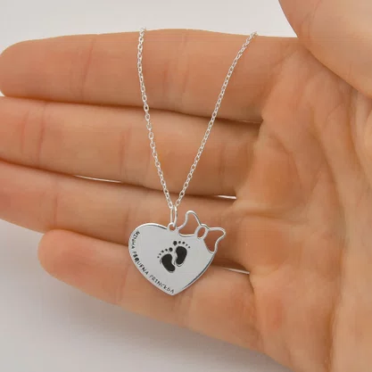 Colar Prata Princesa e Princípe Coração
