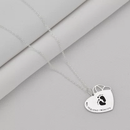 Colar Prata Princesa e Princípe Coração