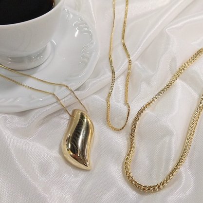 Colar Semi Jóia Dourado 80cm Pingente Gota