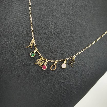 Colar Semi Jóia Dourado Amor com Pedras Coloridas