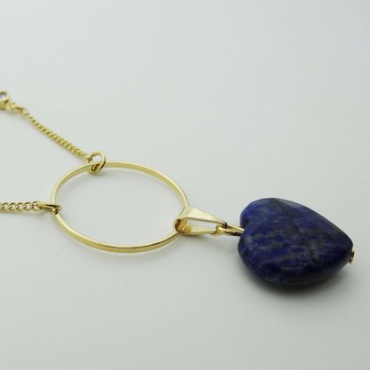 Colar Semi Jóia com Pingente Pedra Azul