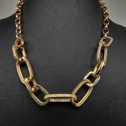 Colar Semi Jóia Dourado com Zircônias