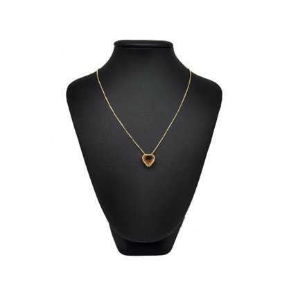 Colar Semi Jóia Dourado Coração Colorido
