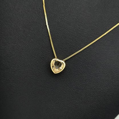 Colar Semi Jóia Dourado Coração Colorido
