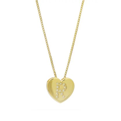 Colar Semi Jóia Dourado Coração com Inicial