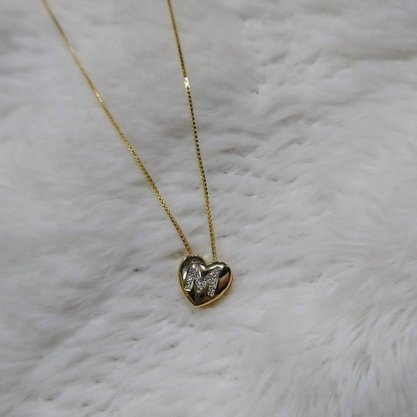 Colar Semi Jóia Dourado Coração com Inicial