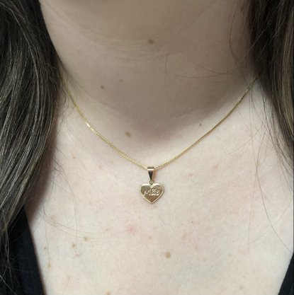 Colar Semi Jóia Dourado Coração Mãe