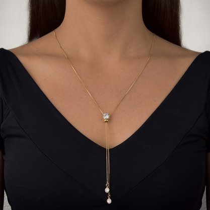 Colar Semi Jóia Dourado Estilo Gravatinha