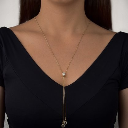 Colar Semi Jóia Dourado Estilo Gravatinha