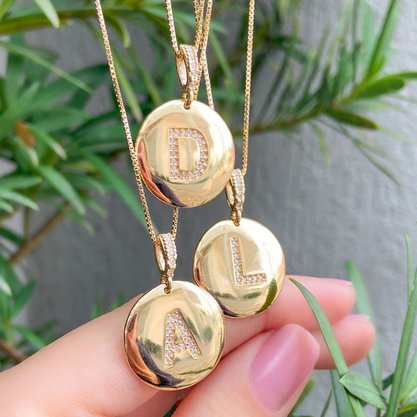 Colar Semi Jóia Dourado Inicial do Nome