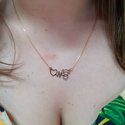 Colar Semi Jóia Dourado Menina Batimento