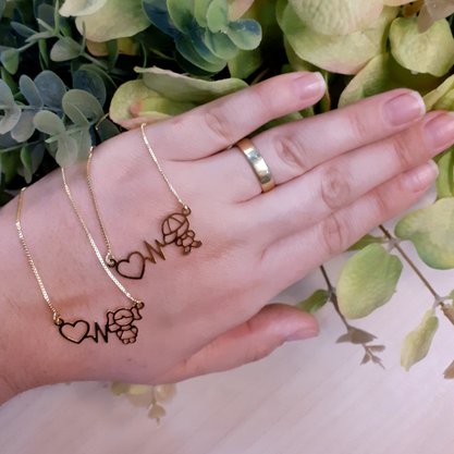 Colar Semi Jóia Dourado Menina Batimento