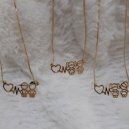 Colar Semi Jóia Dourado Menina Batimento