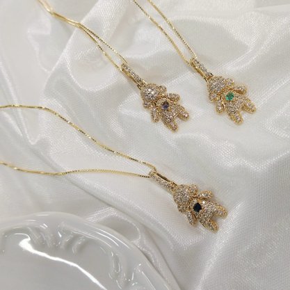 Colar Semi Jóia Dourado Menina em Zircônias